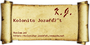 Kolonits Jozafát névjegykártya